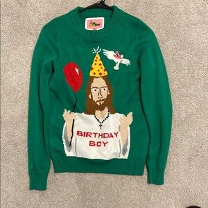 Tipsy Elves Green Christmas Sweater Birthday Boy